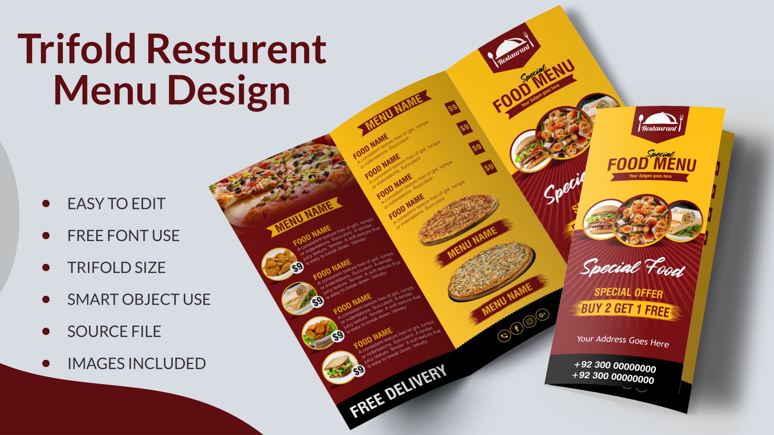 Restaurant Menu Design | Trifold Boucher Design