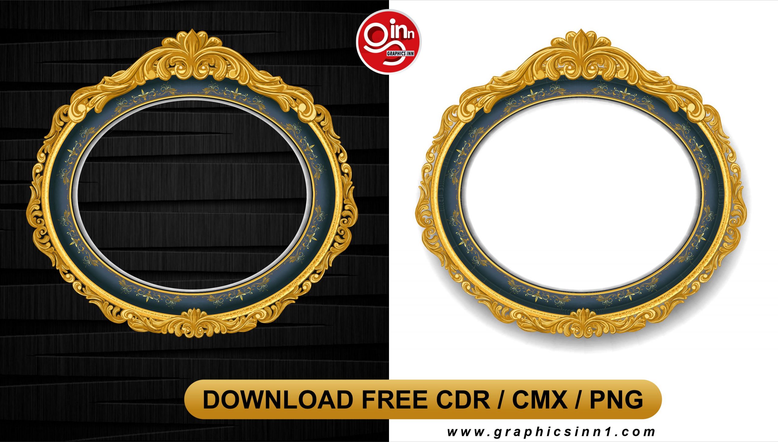 Vintage Gold Picture Frame - Islamic Vector Shape Free Download