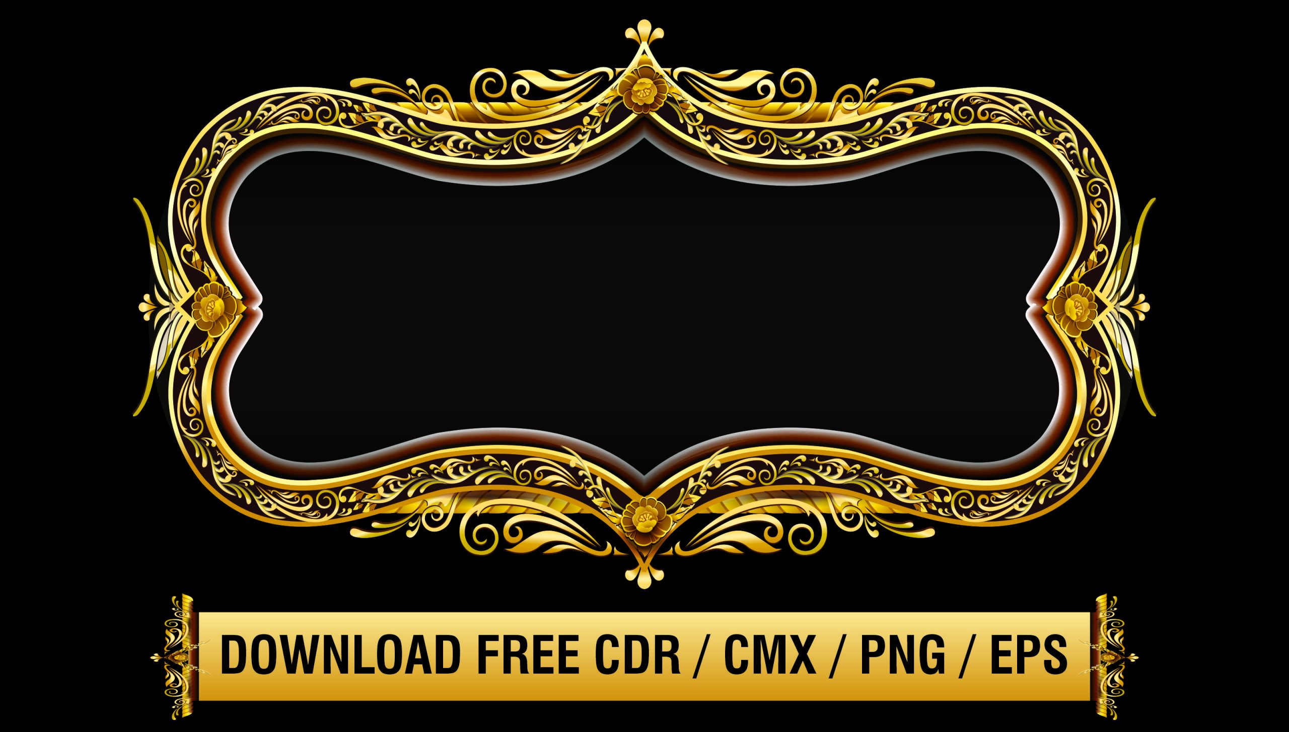 Gold Frame Border with Thai Art Pattern Vector Free Download