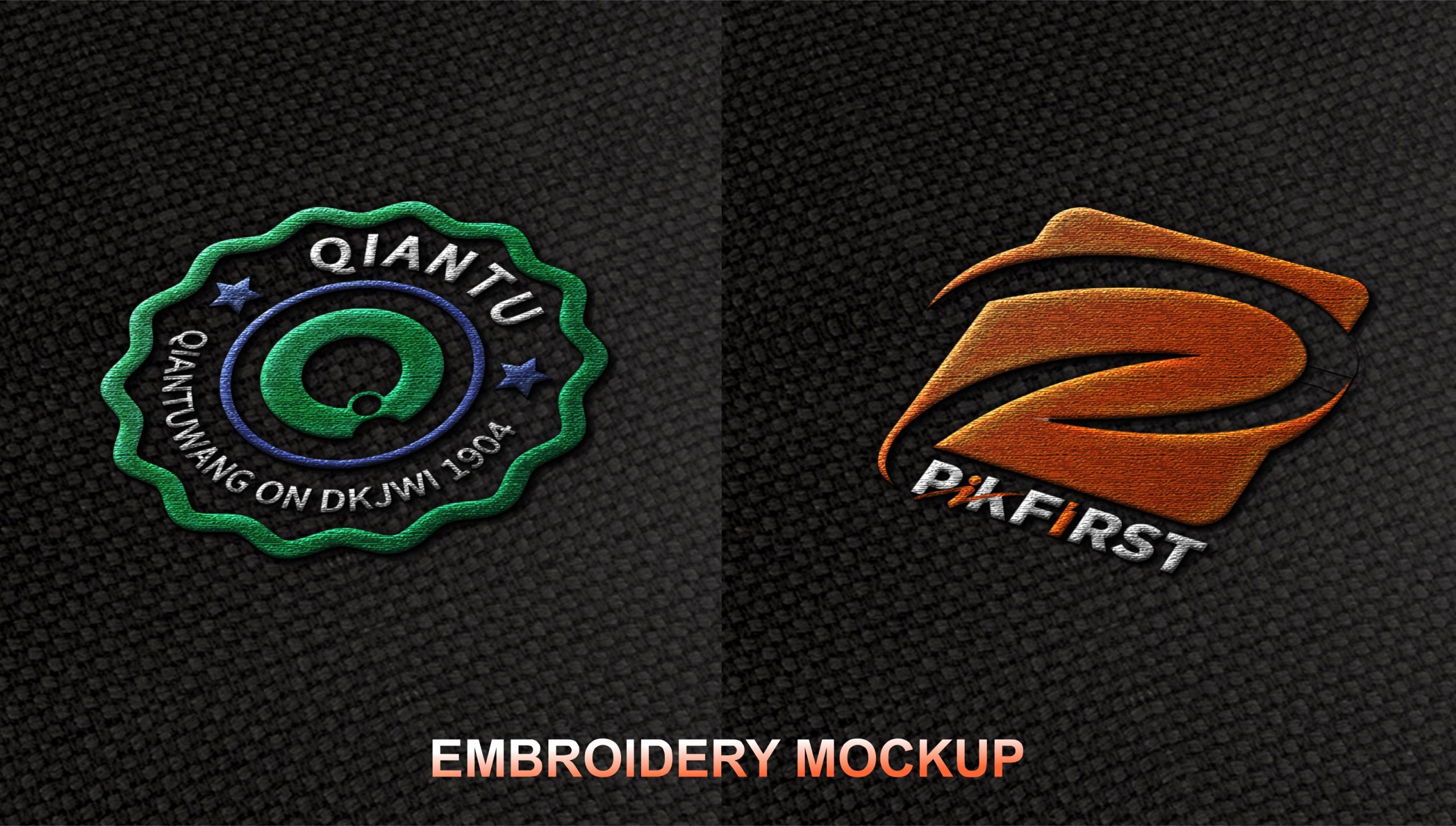 Embroidery Logo Mockup with Fabric Base Free Download