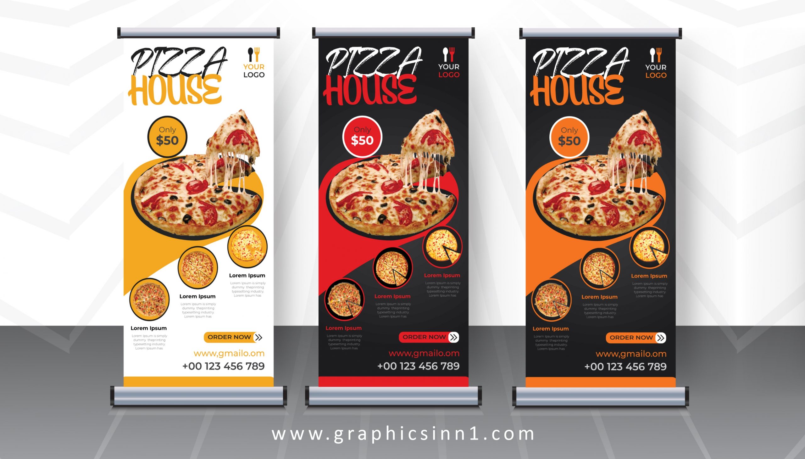 Food Roll Up Banner Stand template Design Vector File