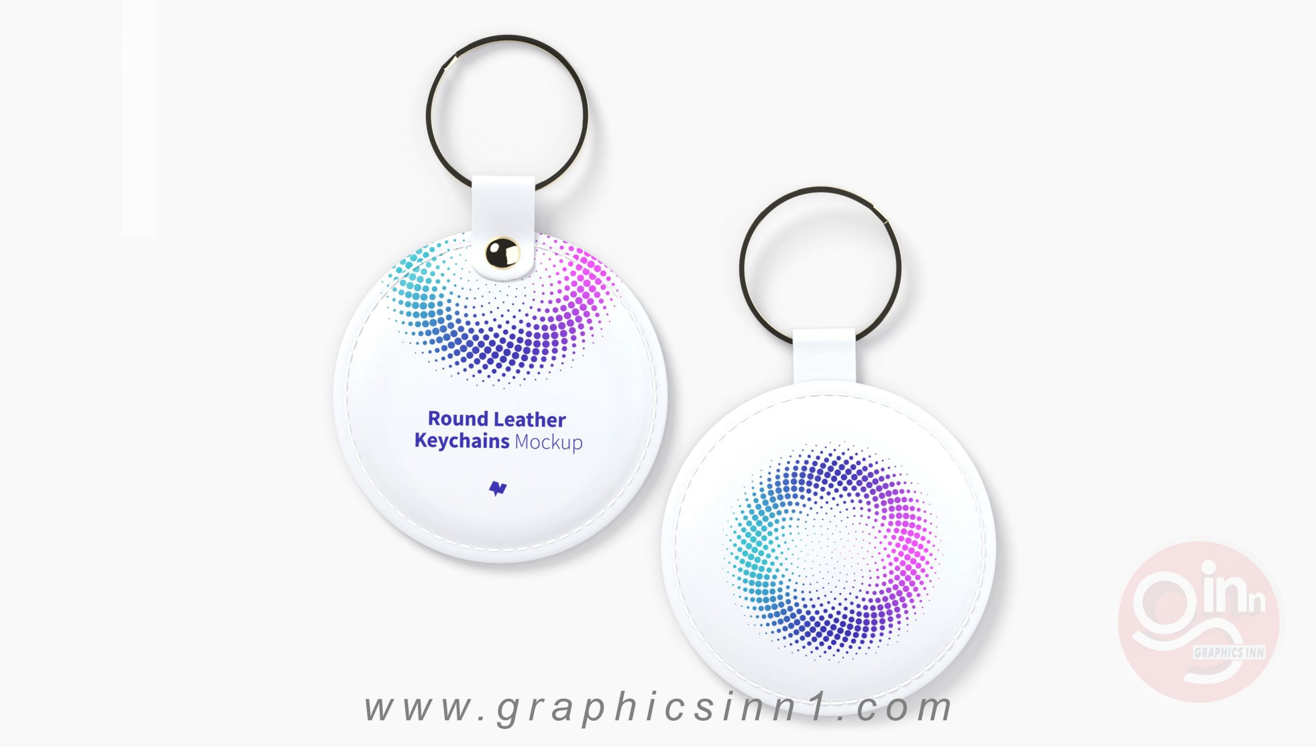 Round Leather Keychains Set Mockup Free Download