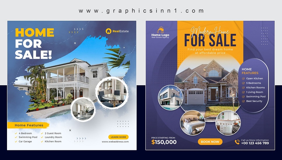 Real Estate House Property Sale Post Templates