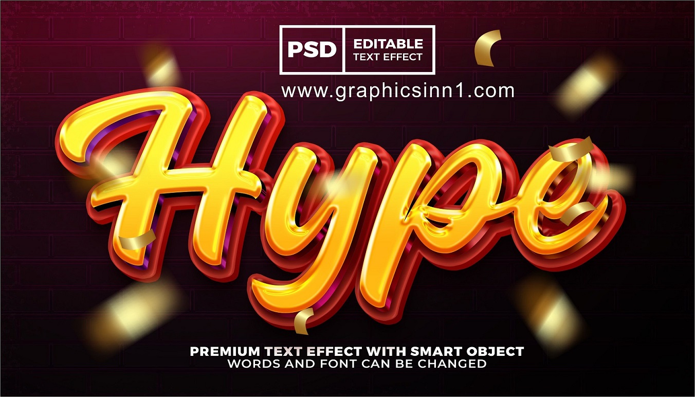 3D Hype Text Effect PSD File Free Download