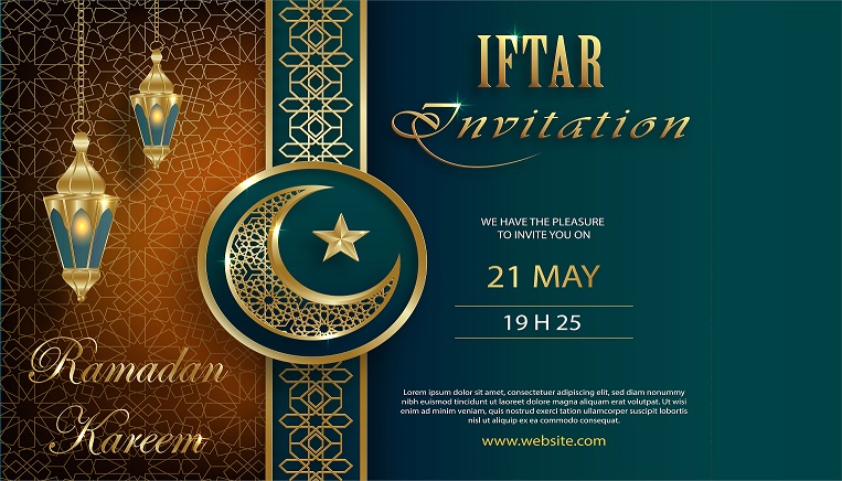 Iftar Invitation Card Eid Mubarak Design Vector File