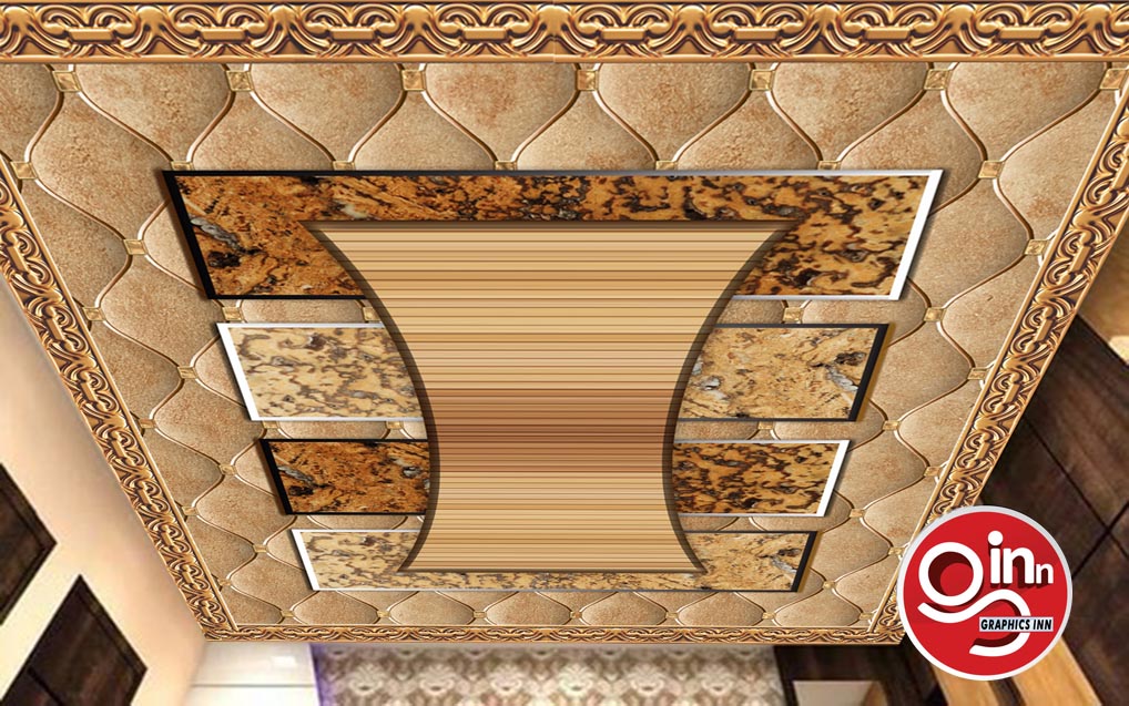 3D Wooden Interior Classic Ceiling Flex Wallpaper Free Download