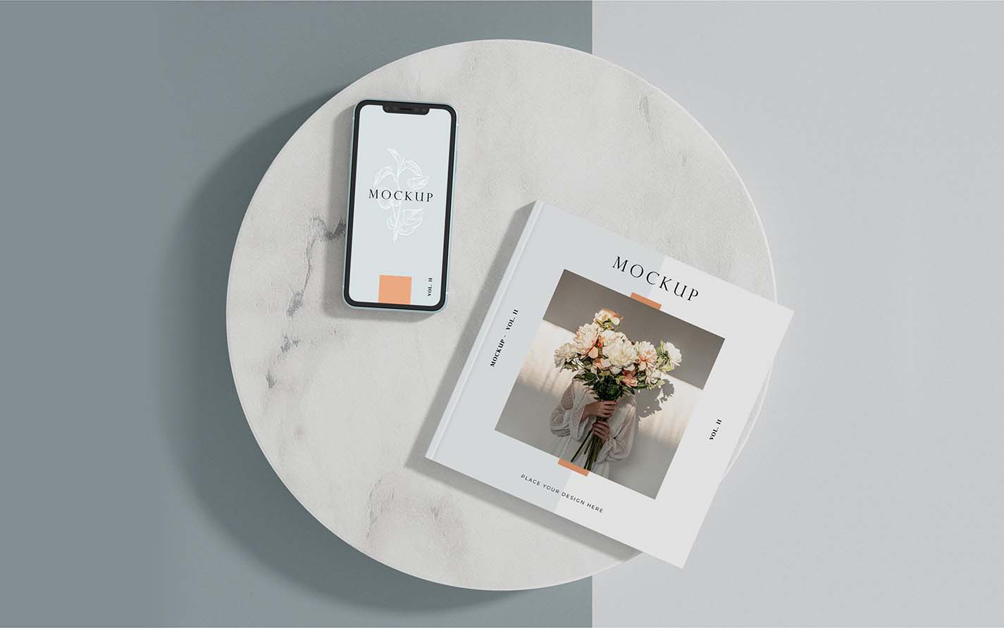 Smartphone Square Book Magazine PSD Mockup Free Download