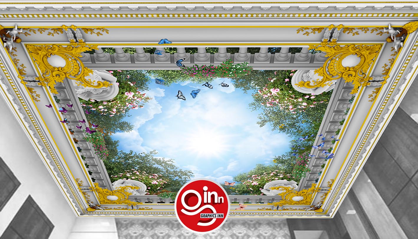 3D Sky Ceiling Architecture Ceiling Flex Wallpaper Free Download