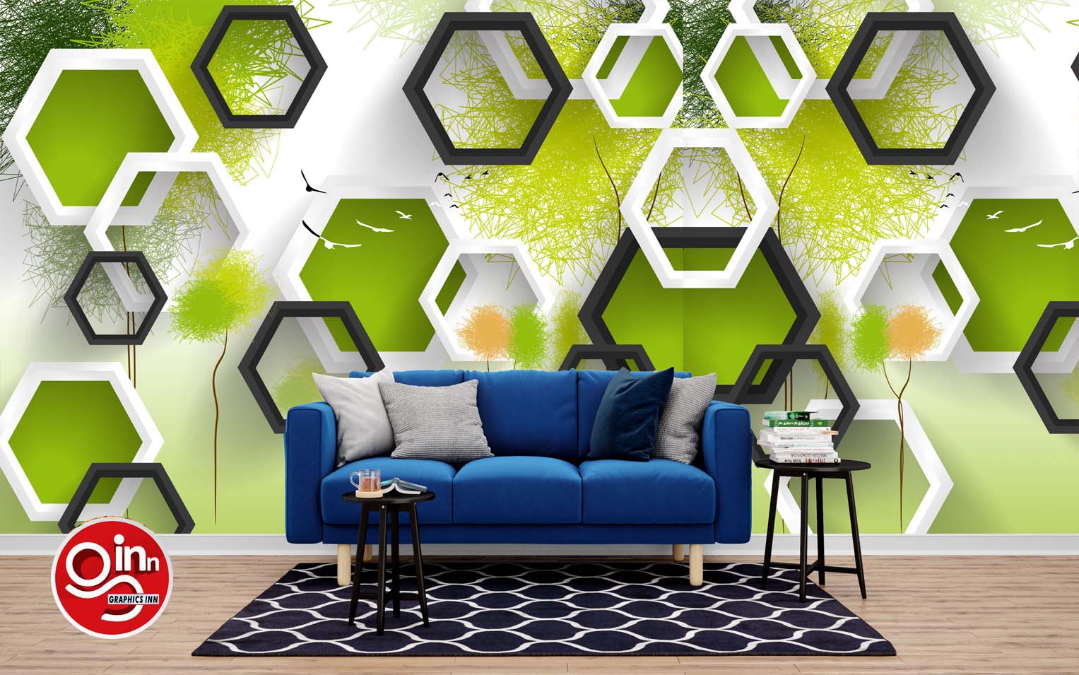 3D Green Boxes Wall Wallpaper Free Download
