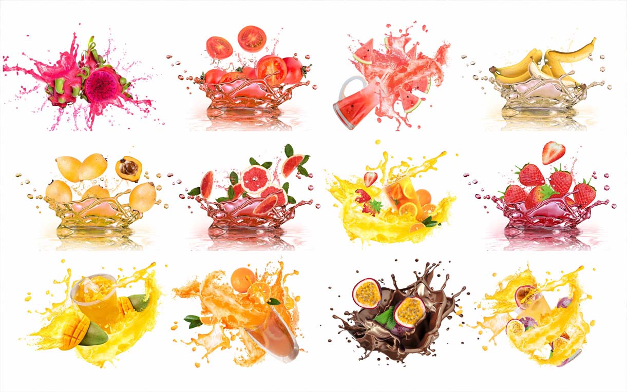 All Kinds of Drink Fruit Splash PNG Free Download