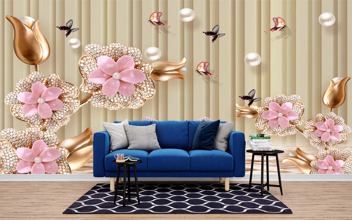 3D Jewelry Flower Butterfly Flex Wallpaper Free Download