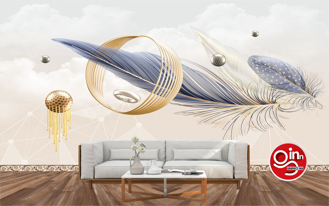 3D Hand Painted Feather Wall Decor Wallpaper Free Download