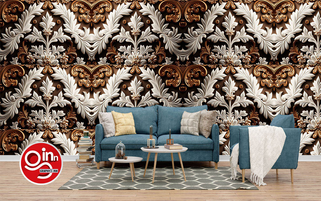 Luxury Golden and White Floral Seamless Ornament Decor Wallpaper Free Download