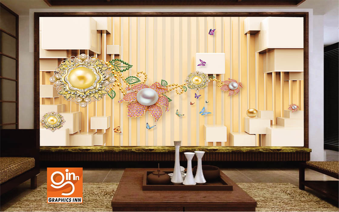 3D Jewellery wallpaper - Brown Wall Decor Wallpaper Free Download.