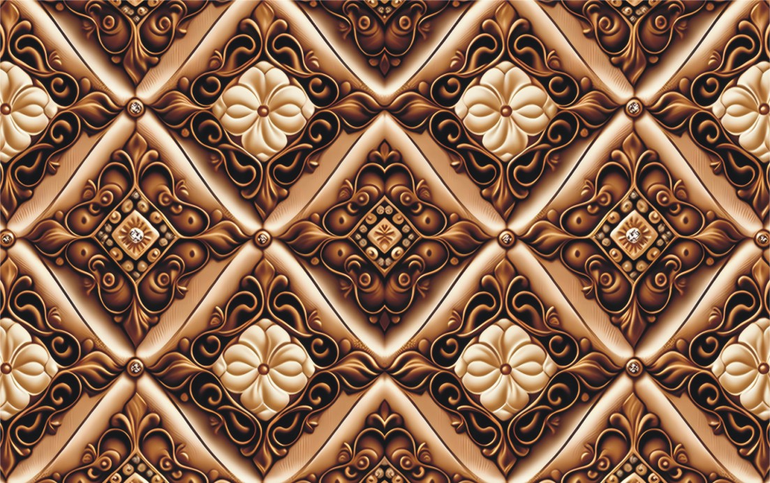 Wall with Gold White Floral Designs Free Download