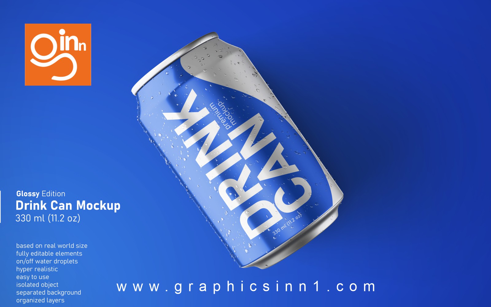 Resting Position Soda Drink Can Regular Size Mockup