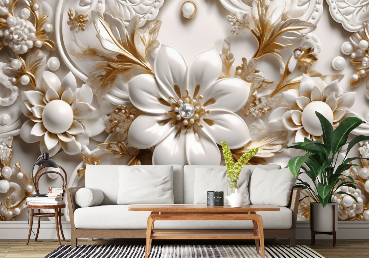 close up tile with flower Wallpaper design download